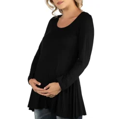 24/7 Comfort Apparel Long Sleeve Solid Swing Flare Tunic Top