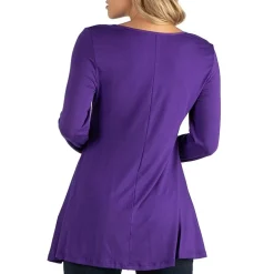 24/7 Comfort Apparel Long Sleeve Solid Swing Flare Tunic Top
