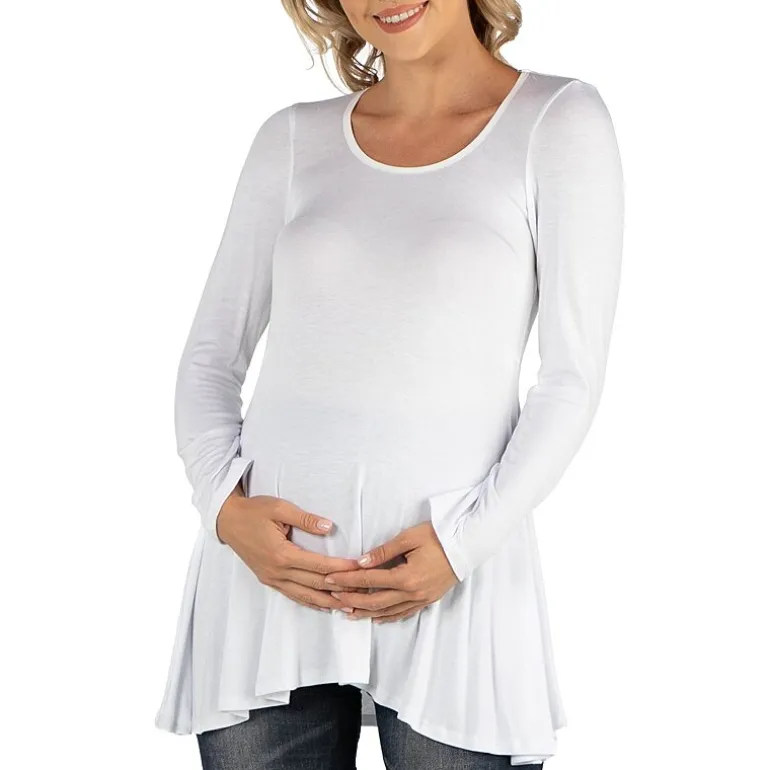 24/7 Comfort Apparel Long Sleeve Solid Swing Flare Tunic Top