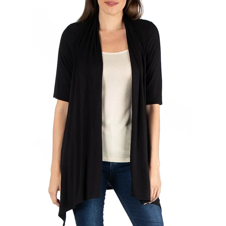 24/7 Comfort Apparel Loose Fit Open Front Cardigan
