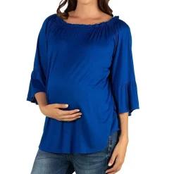 24/7 Comfort Apparel-Maternity Womens Round Neck 3/4 Sleeve Tunic Top