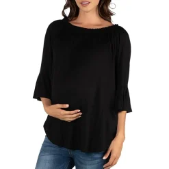 24/7 Comfort Apparel-Maternity Womens Round Neck 3/4 Sleeve Tunic Top