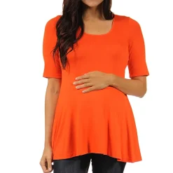 24/7 Comfort Apparel-Maternity Womens Scoop Neck Short Sleeve Tunic Top