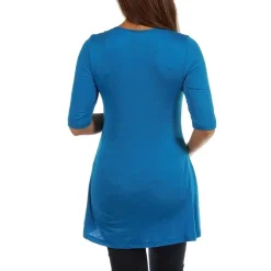 24/7 Comfort Apparel-Maternity Womens Scoop Neck Short Sleeve Tunic Top