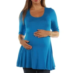 24/7 Comfort Apparel-Maternity Womens Scoop Neck Short Sleeve Tunic Top