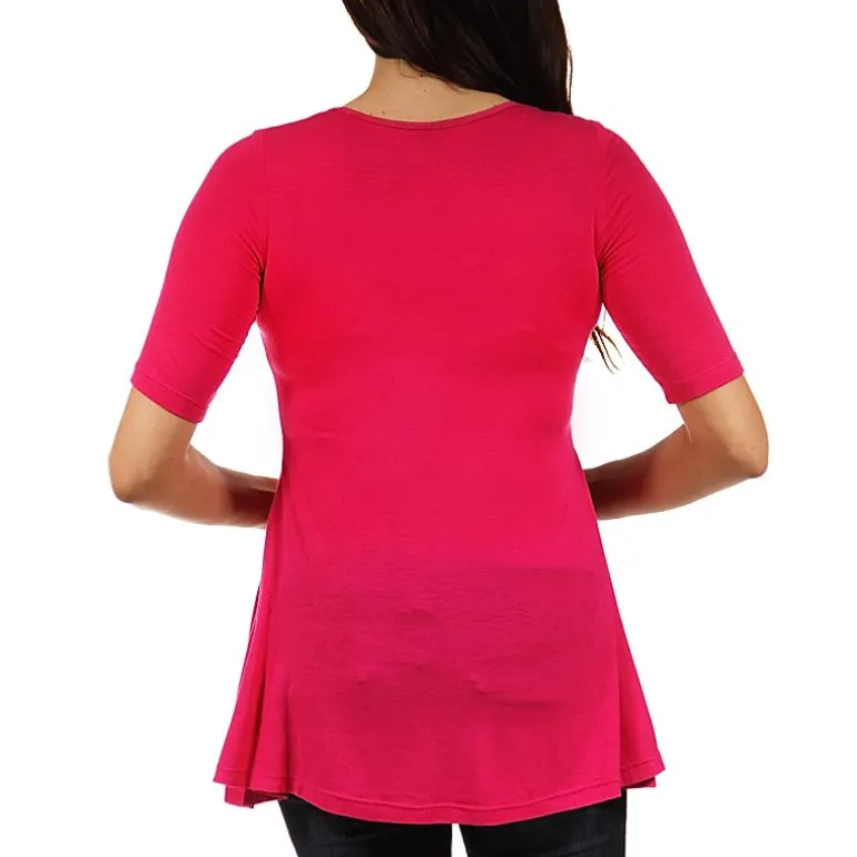24/7 Comfort Apparel-Maternity Womens Scoop Neck Short Sleeve Tunic Top