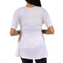 24/7 Comfort Apparel-Maternity Womens Scoop Neck Short Sleeve Tunic Top