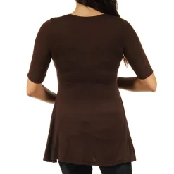 24/7 Comfort Apparel-Maternity Womens Scoop Neck Short Sleeve Tunic Top