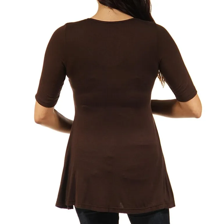 24/7 Comfort Apparel-Maternity Womens Scoop Neck Short Sleeve Tunic Top