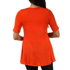 24/7 Comfort Apparel-Maternity Womens Scoop Neck Short Sleeve Tunic Top