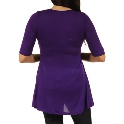 24/7 Comfort Apparel-Maternity Womens Scoop Neck Short Sleeve Tunic Top