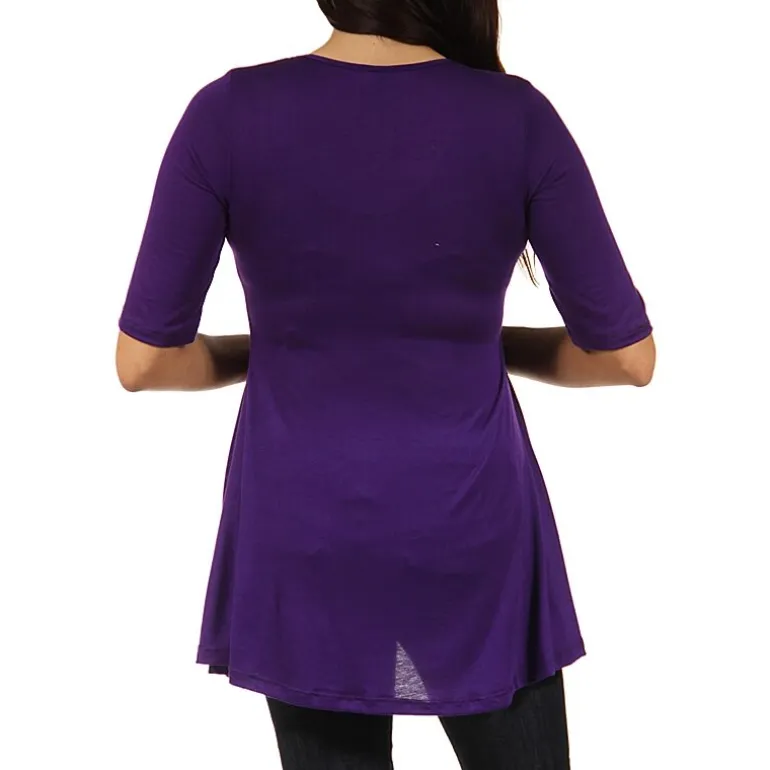24/7 Comfort Apparel-Maternity Womens Scoop Neck Short Sleeve Tunic Top