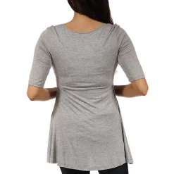 24/7 Comfort Apparel-Maternity Womens Scoop Neck Short Sleeve Tunic Top