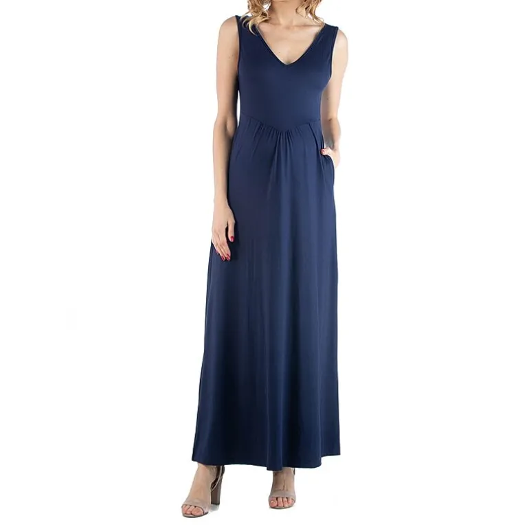 24/7 Comfort Apparel Maxi Sleeveless Dress with Pockets