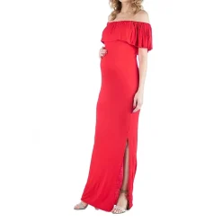 24/7 Comfort Apparel Off Shoulder Ruffle Detail Maxi Dress