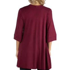 24/7 Comfort Apparel Open Front Elbow Length Sleeve Cardigan
