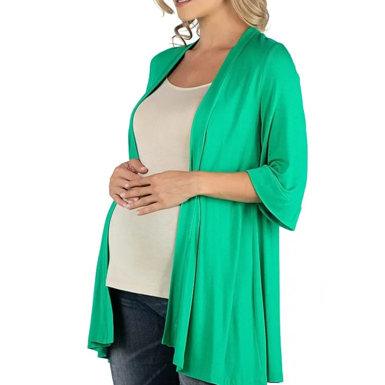 24/7 Comfort Apparel Open Front Elbow Length Sleeve Cardigan
