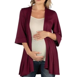 24/7 Comfort Apparel Open Front Elbow Length Sleeve Cardigan
