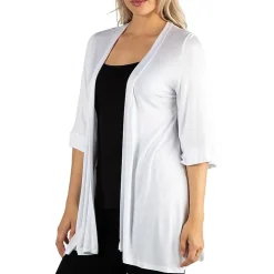 24/7 Comfort Apparel Open Front 3/4 Length Sleeve Cardigan