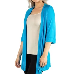 24/7 Comfort Apparel Open Front 3/4 Length Sleeve Cardigan
