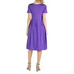 24/7 Comfort Apparel Short Sleeve and Pocket Midi Dress
