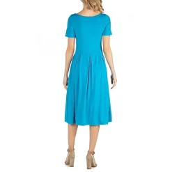 24/7 Comfort Apparel Short Sleeve and Pocket Midi Dress
