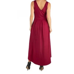24/7 Comfort Apparel Sleeveles Fit and Flare High Low Dress