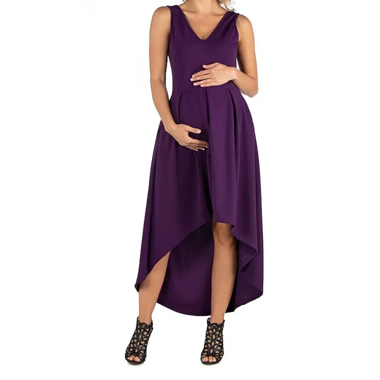24/7 Comfort Apparel Sleeveles Fit and Flare High Low Dress