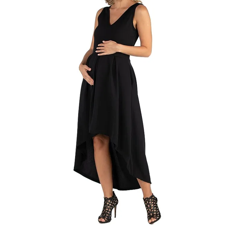 24/7 Comfort Apparel Sleeveles Fit and Flare High Low Dress