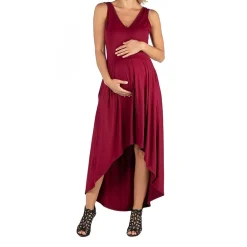 24/7 Comfort Apparel Sleeveles Fit and Flare High Low Dress