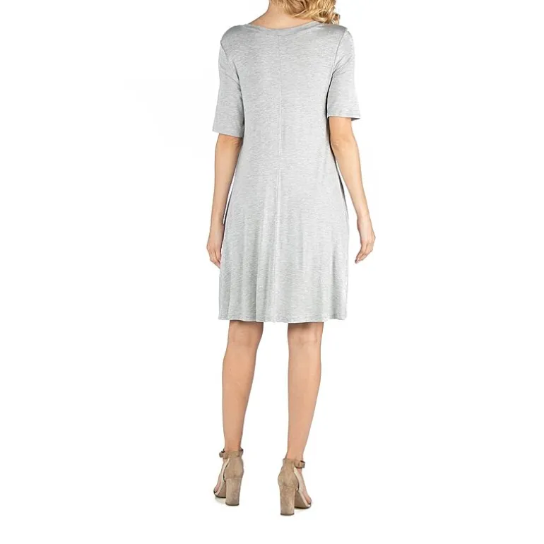 24/7 Comfort Apparel Soft Flare T-Shirt Dress with Pockets