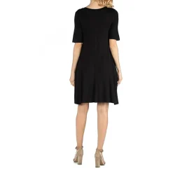 24/7 Comfort Apparel Soft Flare T-Shirt Dress with Pockets