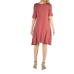 24/7 Comfort Apparel Soft Flare T-Shirt Dress with Pockets