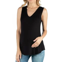 24/7 Comfort Apparel V Neck Round Hemline Tunic Tank Top