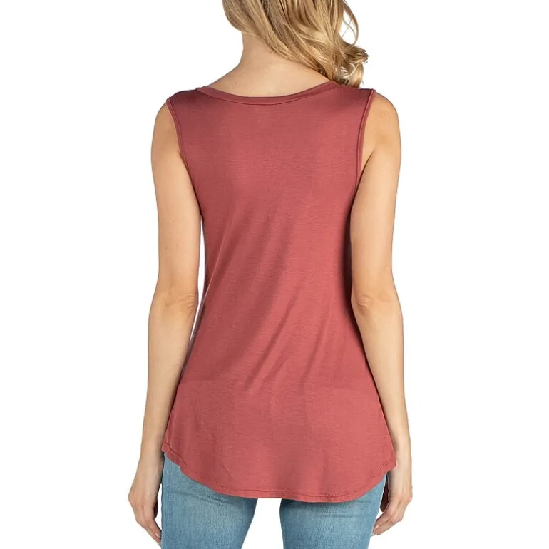 24/7 Comfort Apparel V Neck Round Hemline Tunic Tank Top