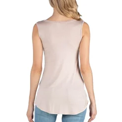 24/7 Comfort Apparel V Neck Round Hemline Tunic Tank Top