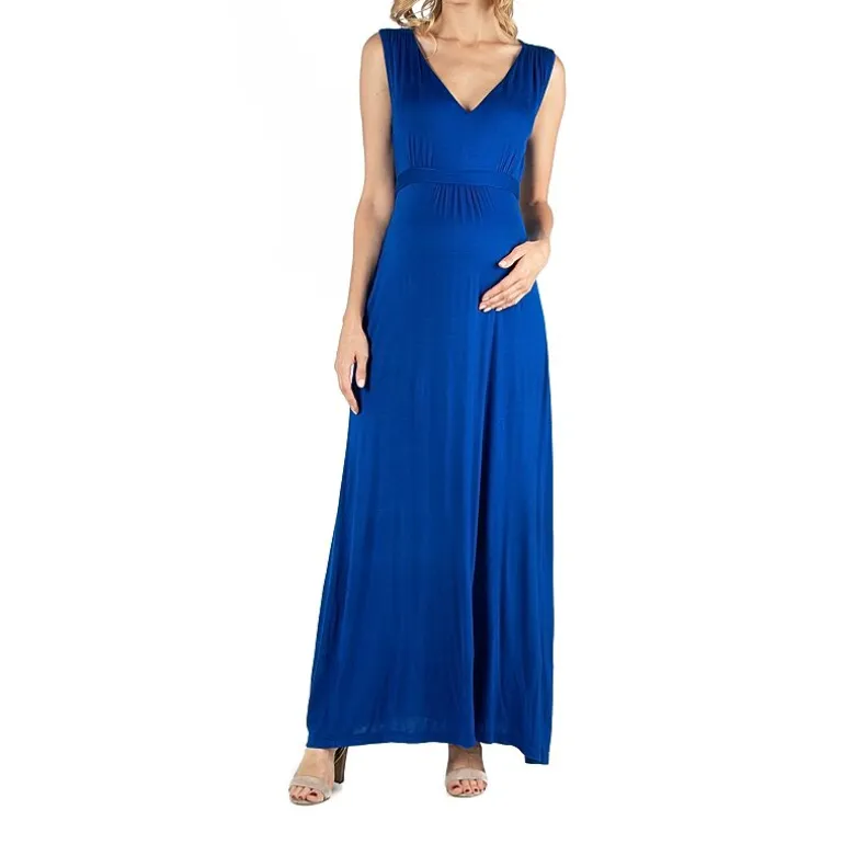 24/7 Comfort Apparel V Neck Sleeveless Maxi Dress with Belt