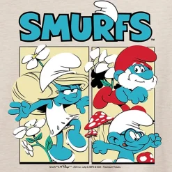 Comic Womens Juniors Crew Neck Short Sleeve Oversized Smurfs Graphic T-Shirt