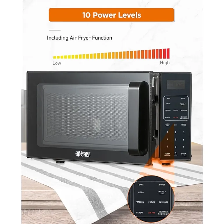 Commercial Chef 0.9 Cu. Ft. Combo Countertop Microwave And 0.9 Cu Ft Air Fryer