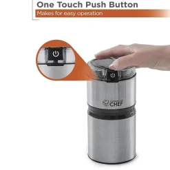 Commercial Chef Electric Coffee/Spice Grinder - Stainless Steel Blades and Transparent Lid