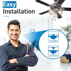 Commercial Cool 42” Contemporary Ceiling Fan With Lights Cools Up To 175 Sq Ft With Dual Chain/Reversible Blades