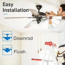 Commercial Cool 42” Contemporary Ceiling Fan With Lights Cools Up To 175 Sq Ft Reversible Dual Finish Blades