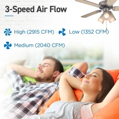 Commercial Cool 42” Contemporary Ceiling Fan With Lights Cools Up To 175 Sq Ft Reversible Dual Finish Blades