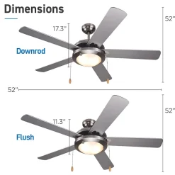 Commercial Cool 52” Modern Ceiling Fan With Lights Cools Up To 350 Sq Ft Featuring 3 Air Flow Speeds With Dual Chain