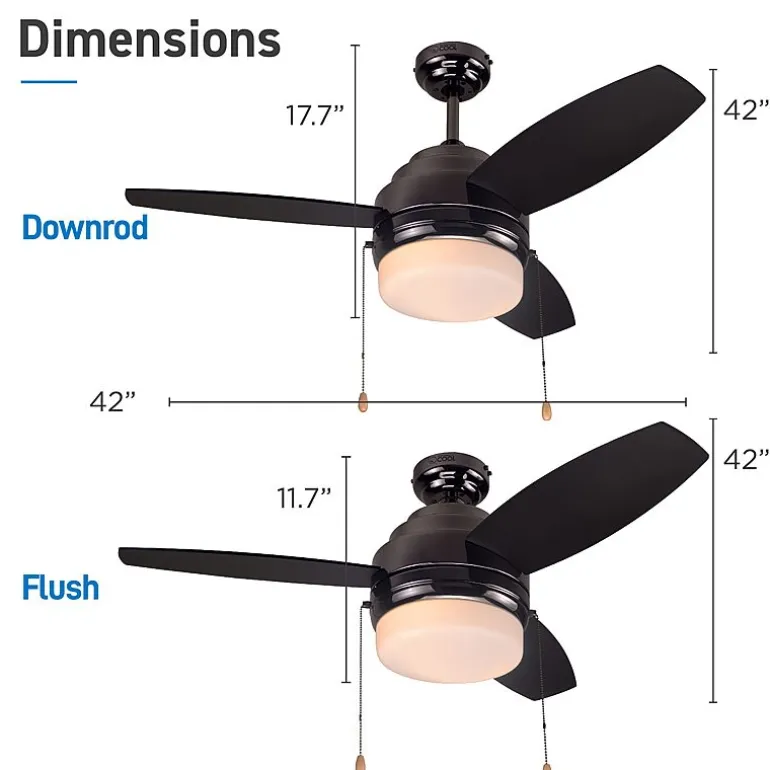 Commercial Cool 42” Modern Ceiling Fan With Lights Cools Up To 175 Sq Ft With Reversible Dual Finish Blades