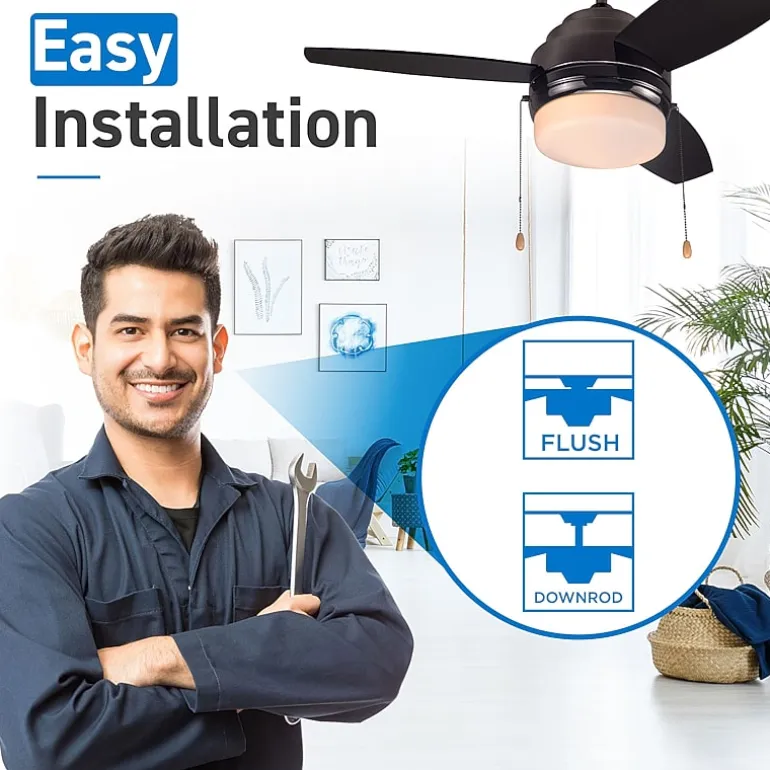 Commercial Cool 42” Modern Ceiling Fan With Lights Cools Up To 175 Sq Ft With Reversible Dual Finish Blades