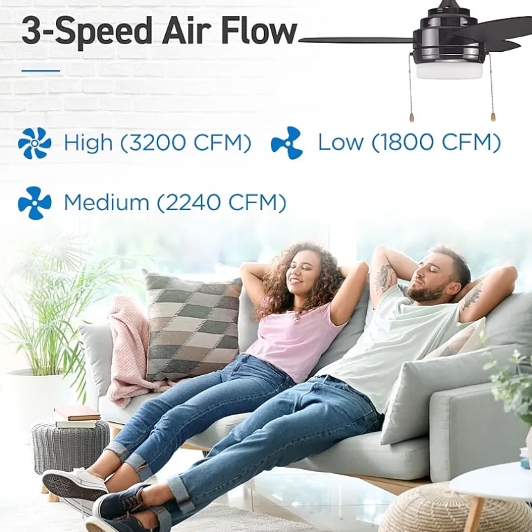 Commercial Cool 42” Modern Ceiling Fan With Lights Cools Up To 175 Sq Ft With Reversible Dual Finish Blades