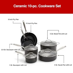 Cooks Hard Anodized Titanium Ceramic 10-pc. Cookware Set