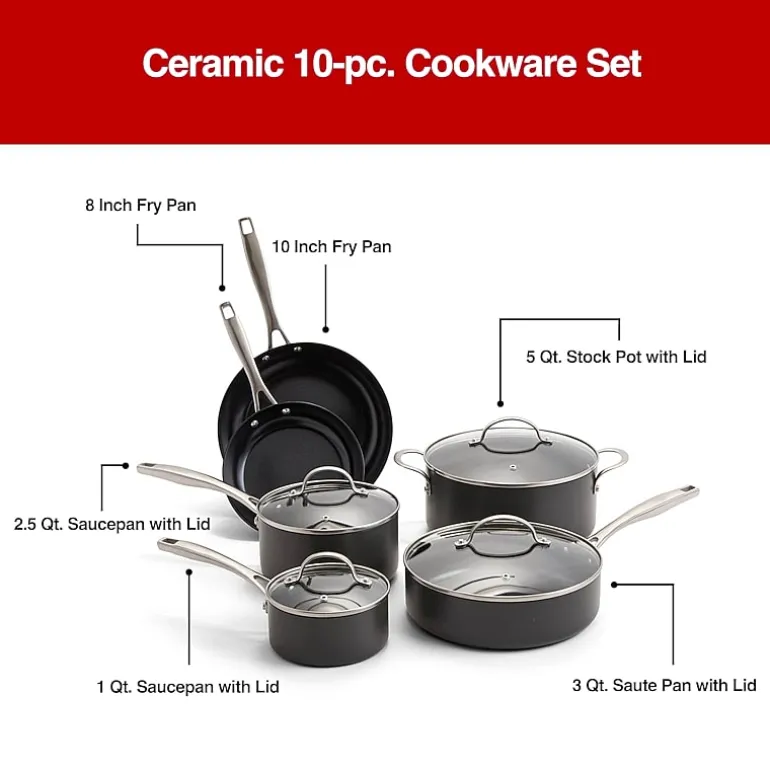 Cooks Hard Anodized Titanium Ceramic 10-pc. Cookware Set