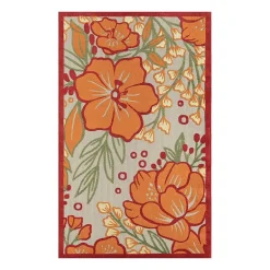 Corazon Tropical Hibiscus Indoor Outdoor Rectangular Area Rug